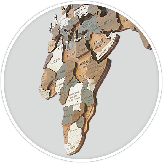 Mappa dal mondo 3d da parete 80x123 cm in legno componibile
